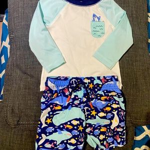 Swim shorts and rash guard